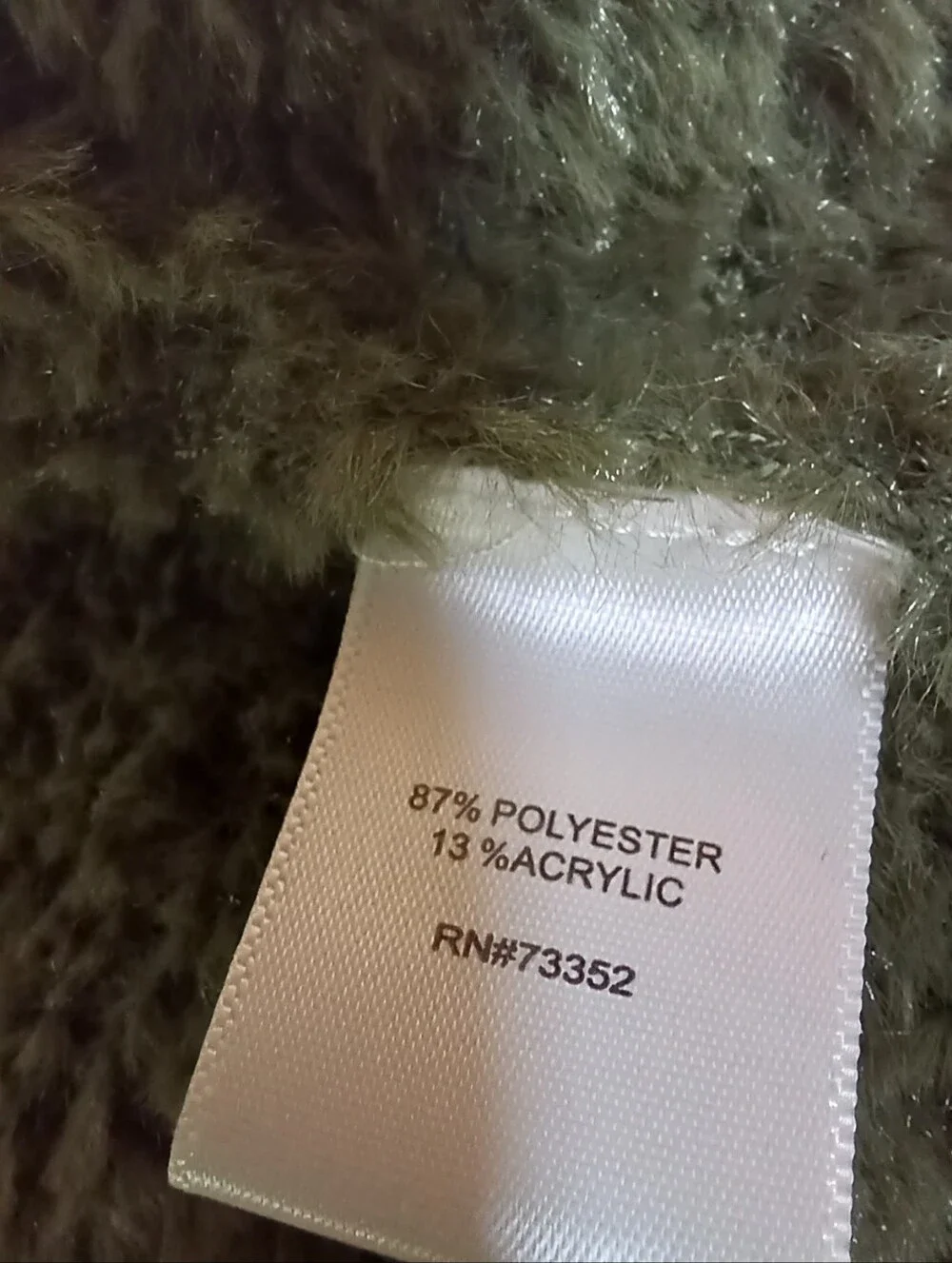 Chenille Cardigan Long Line Open Front Cozy Soft Olive Moss Green Size M